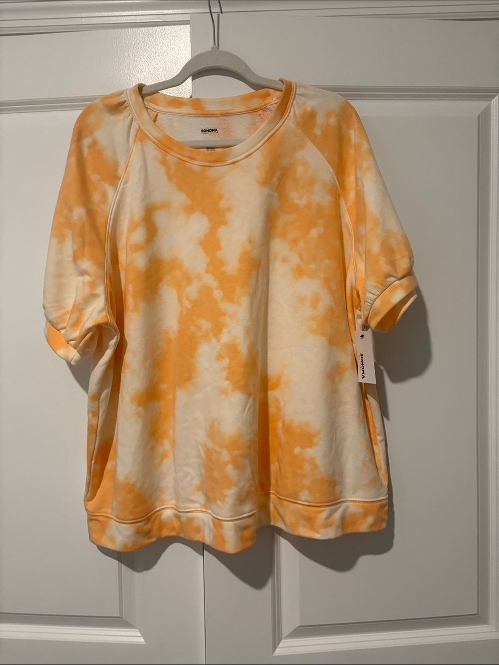Sonoma Orange & Cream Tie-Dye Short Sleeve Sweatshirt Size 2X
